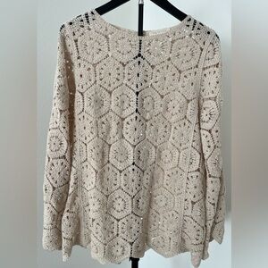 ✨ Boho + Festival + Cottagecore Crochet Bell-Sleeve Tunic — Women’s XL ✨
